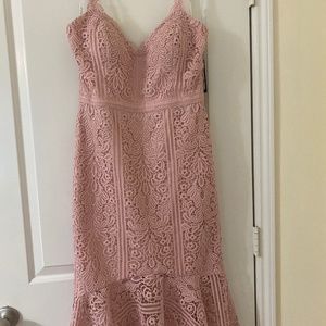 V-Neck Sleeveless Flounce Hem Floral Lace Sheath Dress